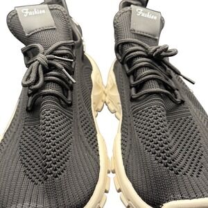 Fashion Black Knit Chunky Sole Sneakers Mens Low Top Walking Shoes Sporty Casual